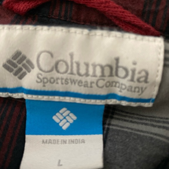 Columbia Red / Black Plaid Long Sleeve Button Up Shirt Men's Size Large - Picture 6 of 7